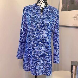 Mott50 SPF50 Blue Abstract Print Tunic Coverup 3/4 Long Sleeve Size Medium EUC